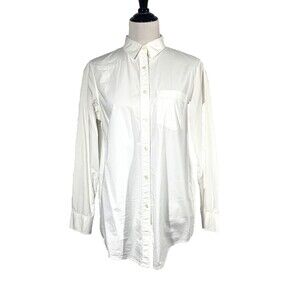 Banana Republic Shirt Oversized Poplin Womens Size M White Button Up Boyfriend
